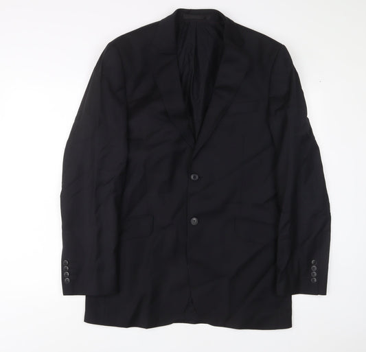 Marks and Spencer Mens Black Wool Jacket Suit Jacket Size 40 Regular - Inside Pockets