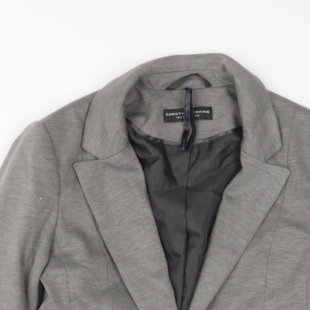 Dorothy Perkins Womens Grey Jacket Blazer Size 8 Button