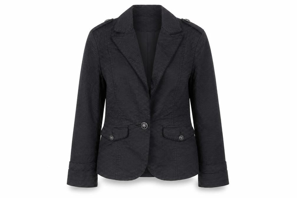 New Look Womens Black Striped Jacket Blazer Size 8 Button - Pockets