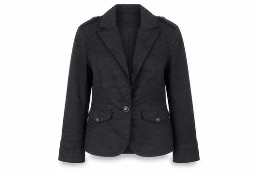 New Look Womens Black Striped Jacket Blazer Size 8 Button - Pockets