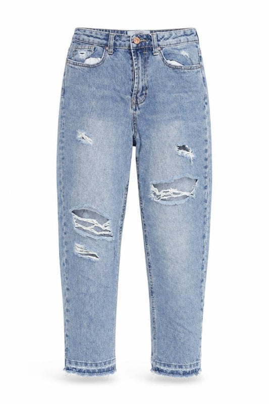 New Look Womens Blue Cotton Cropped Jeans Size 8 L24 in Regular Zip