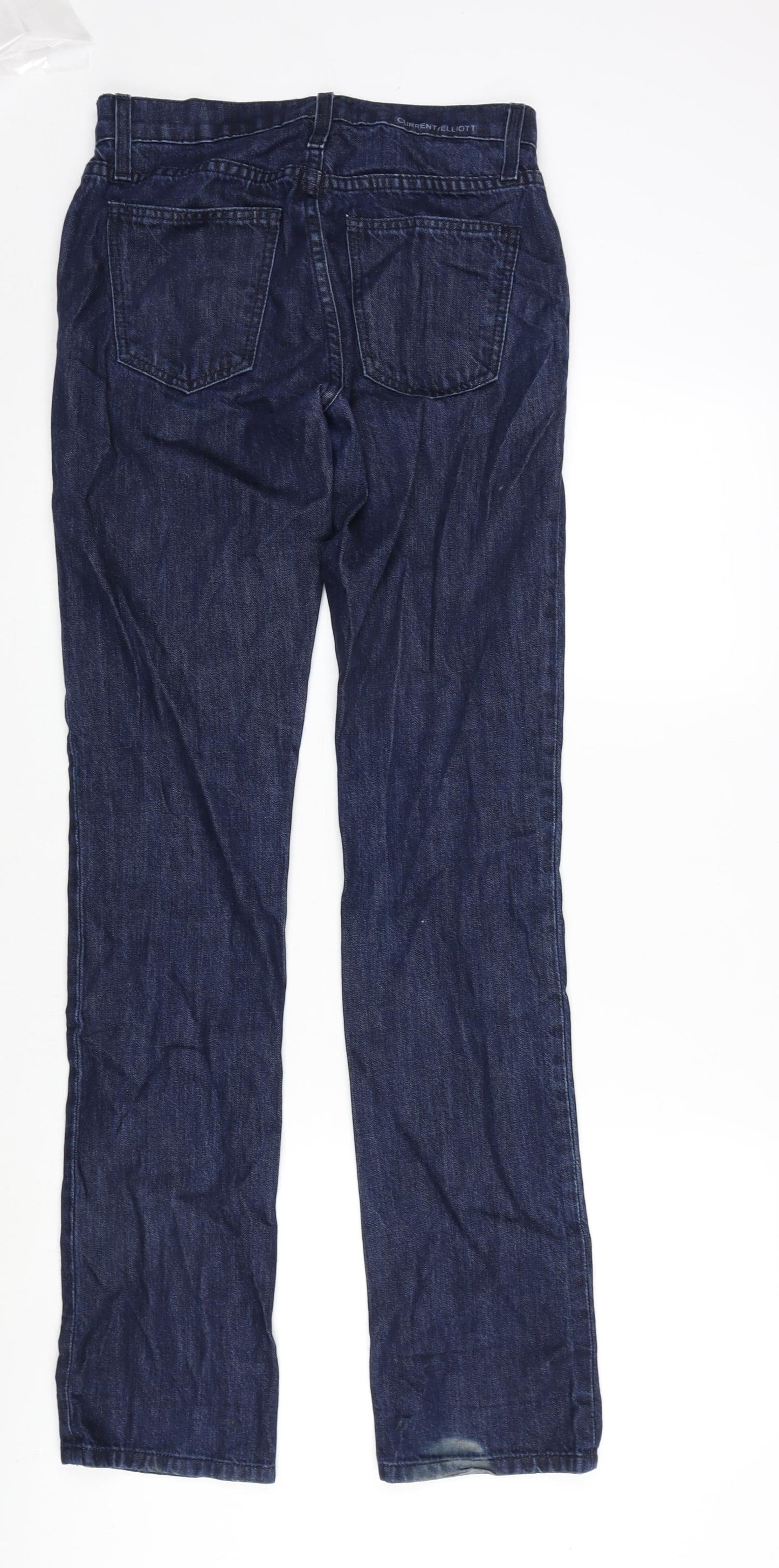 Current/Elliott Womens Blue Cotton Blend Straight Jeans Size 28 in L33 in Regular Zip