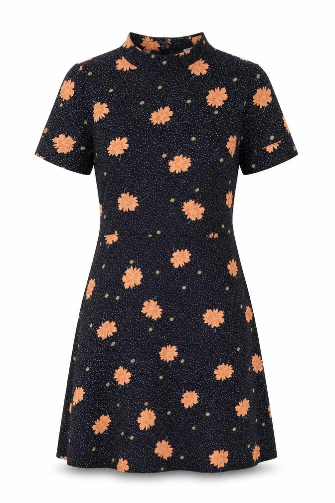 Sweewe Womens Blue Polka Dot Polyester Mini Size M Round Neck Button