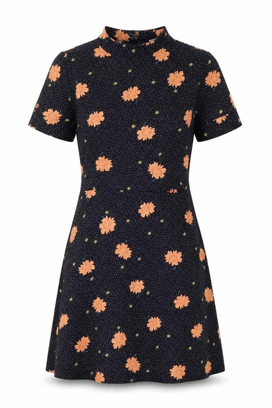 Sweewë Womens Blue Polka Dot Polyester Mini Size M Round Neck Button