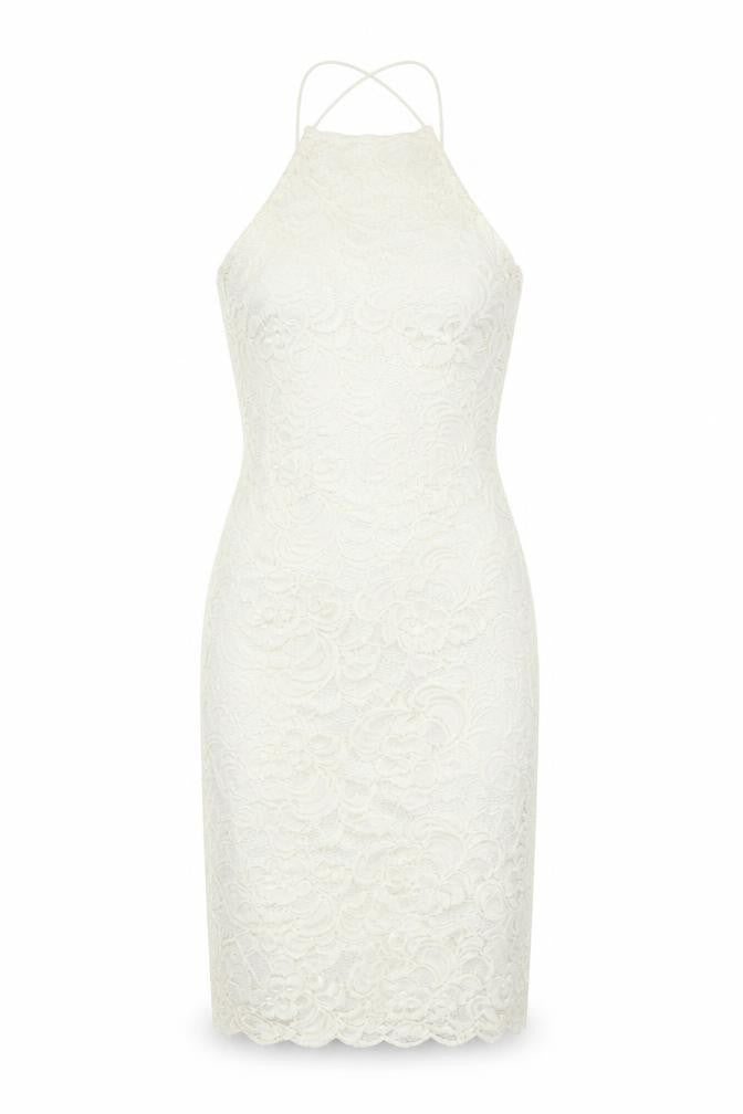 Lustre Womens White Floral Polyester Bodycon Size 10 Halter Pullover