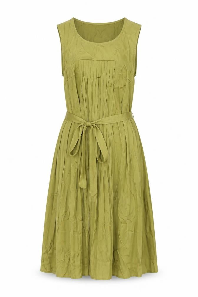 Marks & Spencer Womens Green Polyester A-Line Size 8 Scoop Neck Zip