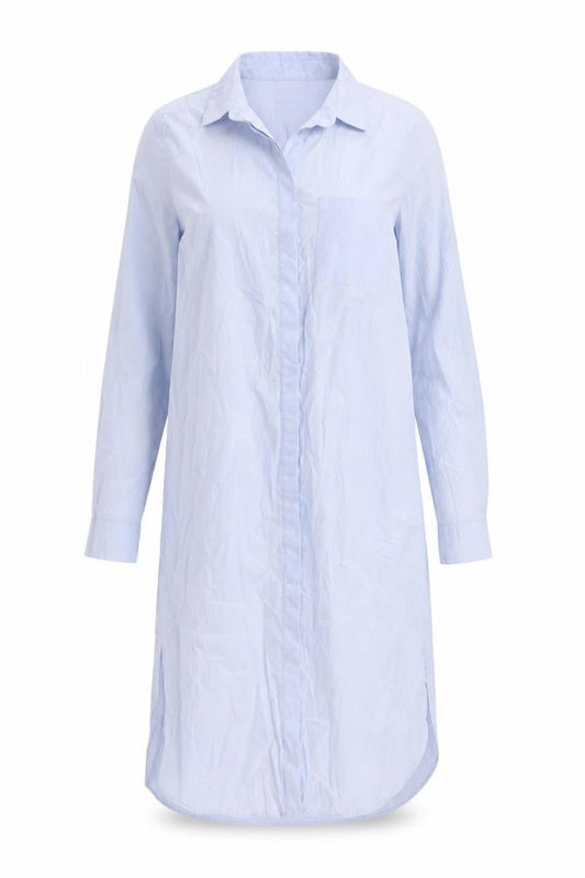 H&M Womens Blue Cotton Shirt Dress Size 8 Collared Button