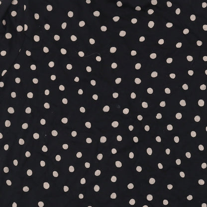 Zara Womens Black Polka Dot Cotton Basic T-Shirt Size S Round Neck