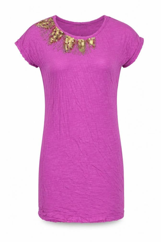 Select Womens Purple Polyester T-Shirt Dress Size 12 Scoop Neck Pullover