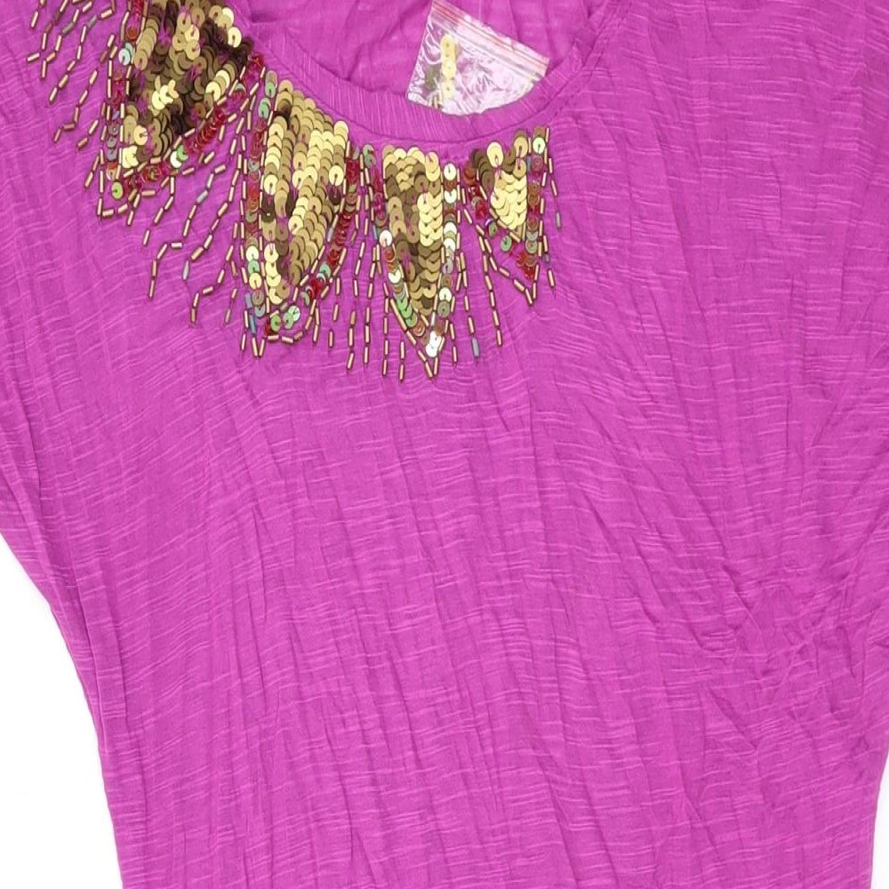 Select Womens Purple Polyester T-Shirt Dress Size 12 Scoop Neck Pullover