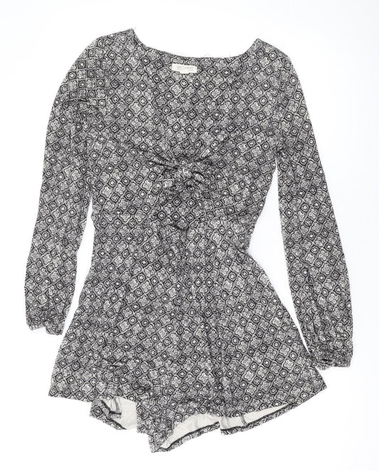 American Eagle Outfitters Womens Black Geometric Cotton Playsuit One-Piece Size M Pullover