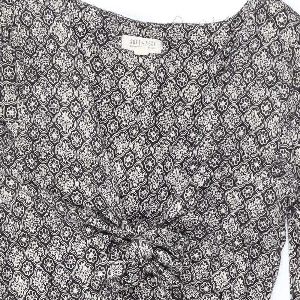 American Eagle Outfitters Womens Black Geometric Cotton Playsuit One-Piece Size M Pullover