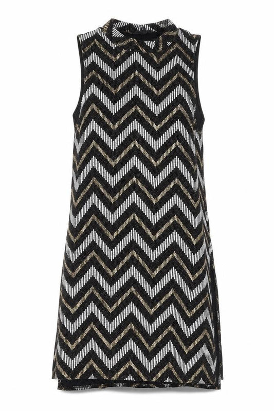 River Island Womens Multicoloured Geometric Nylon Tank Dress Size 10 Round Neck Pullover - Glitter