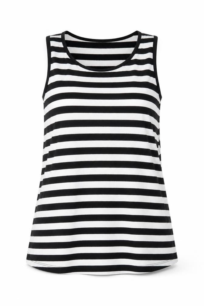 ASOS Womens Black Striped Polyester Basic Tank Size 8 Round Neck