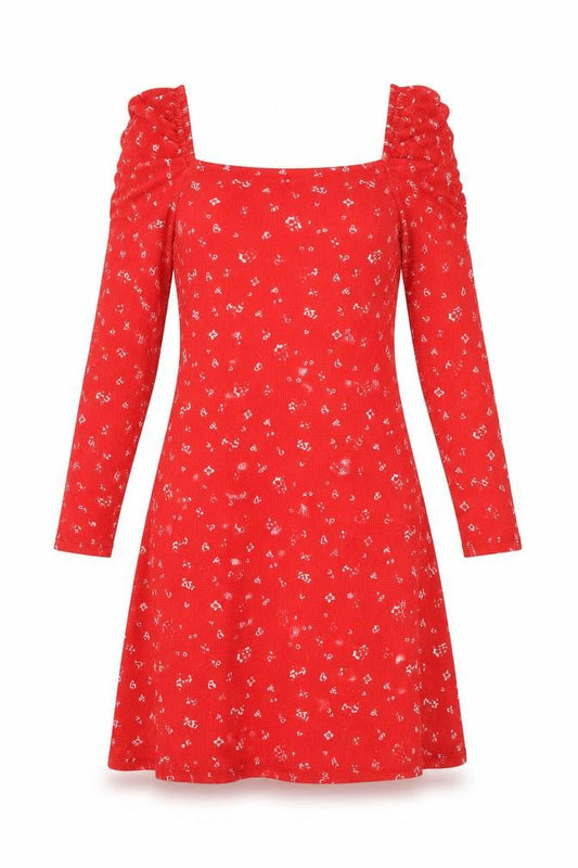 River Island Womens Red Geometric Polyester A-Line Size 12 Square Neck Pullover