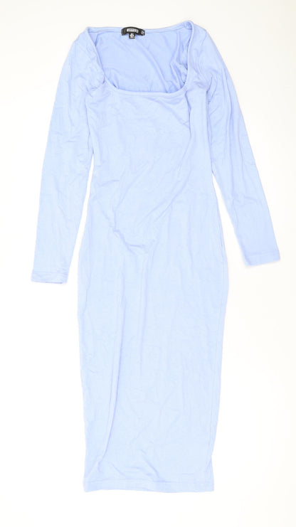 Additional front view of Missguided women’s blue polyester maxi, size UK 8, square neck pullover