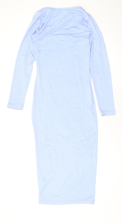 Back view of Missguided women’s blue polyester maxi, size UK 8, square neck pullover