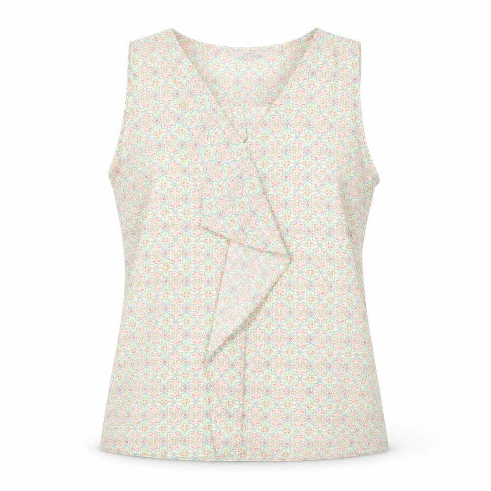 NEXT Womens Green Geometric Polyester Basic Tank Size 12 V-Neck