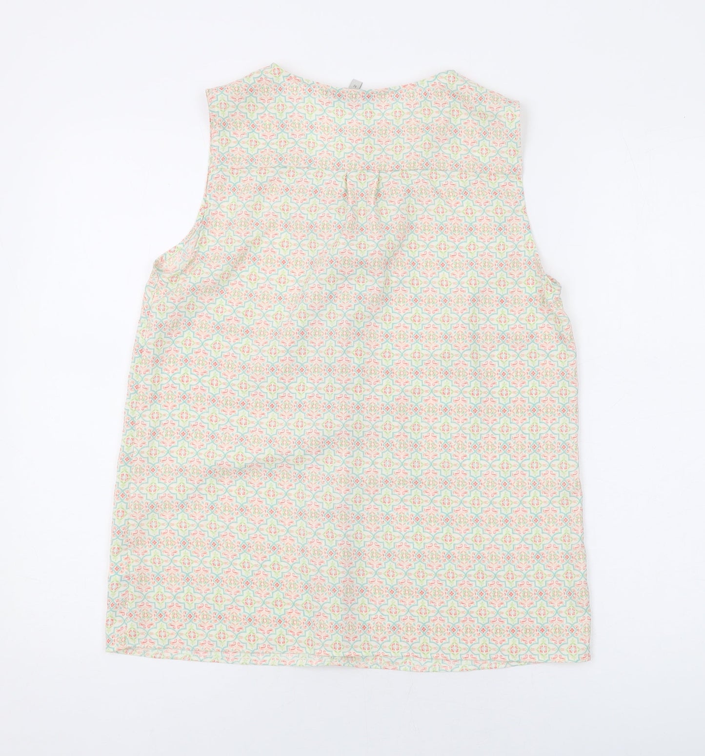 NEXT Womens Green Geometric Polyester Basic Tank Size 12 V-Neck