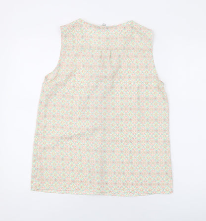 Next Womens Green Geometric Polyester Basic Tank Size 12 V-Neck