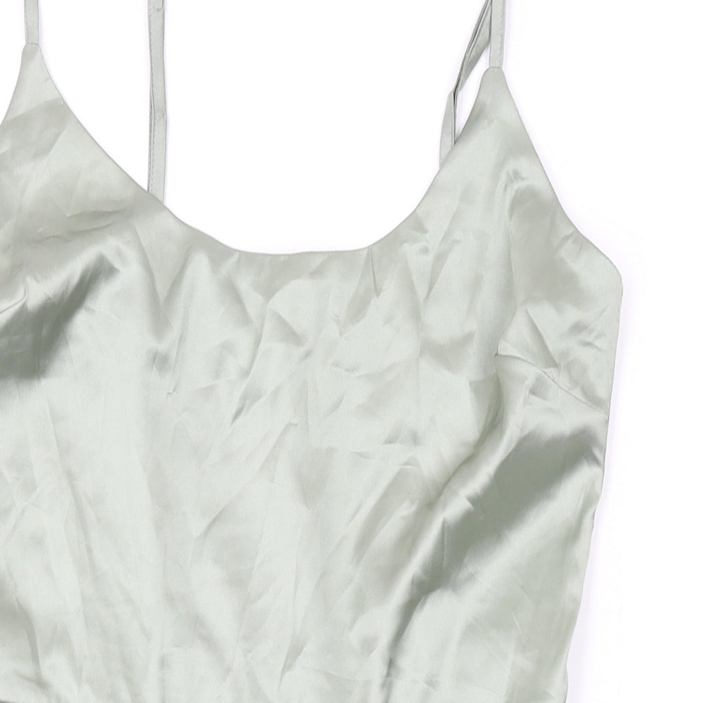 Missguided Womens Green Polyester Mini Size 8 Scoop Neck Zip