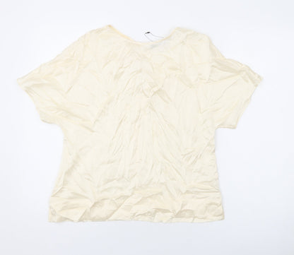 Marks & Spencer Womens Beige Polyester Basic T-Shirt Size 10 Round Neck