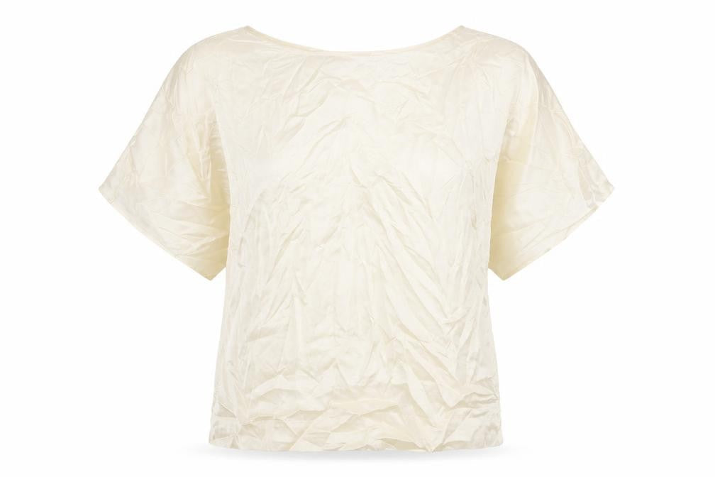Marks & Spencer Womens Beige Polyester Basic T-Shirt Size 10 Round Neck