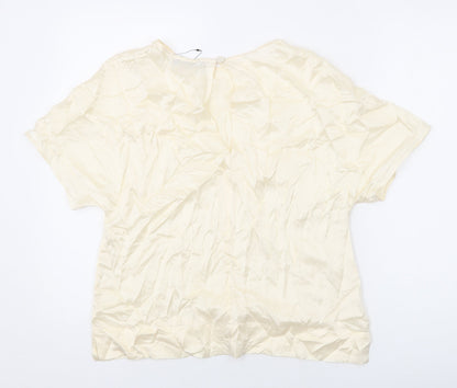 Marks & Spencer Womens Beige Polyester Basic T-Shirt Size 10 Round Neck