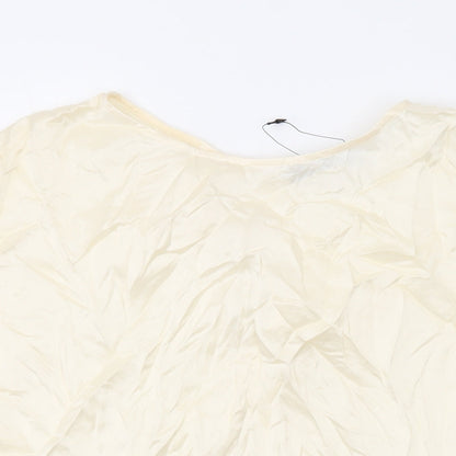 Marks & Spencer Womens Beige Polyester Basic T-Shirt Size 10 Round Neck