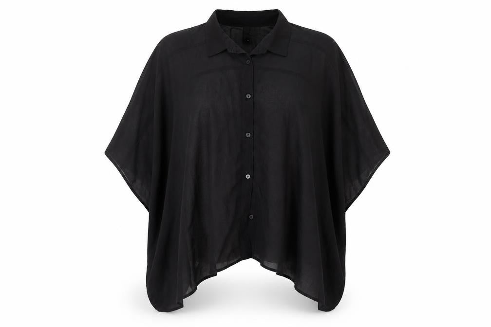 H&M Womens Black Polyester Basic Button-Up Size 8 Collared