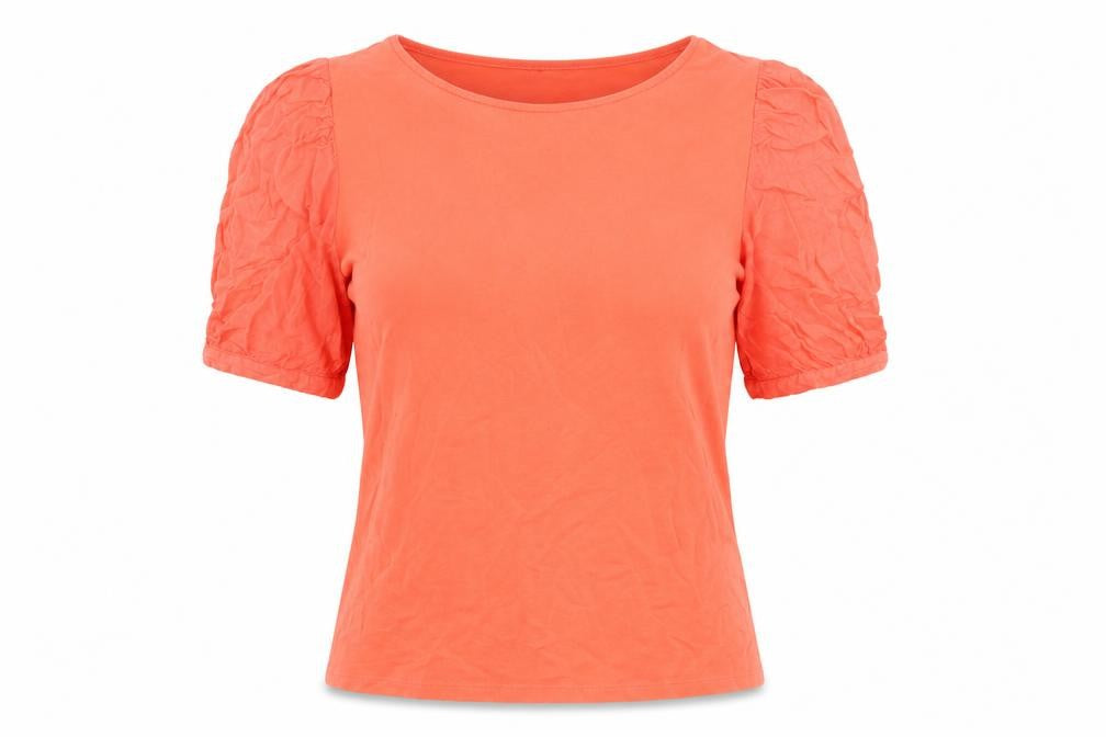 Principles Womens Orange Cotton Basic Blouse Size 12 Round Neck