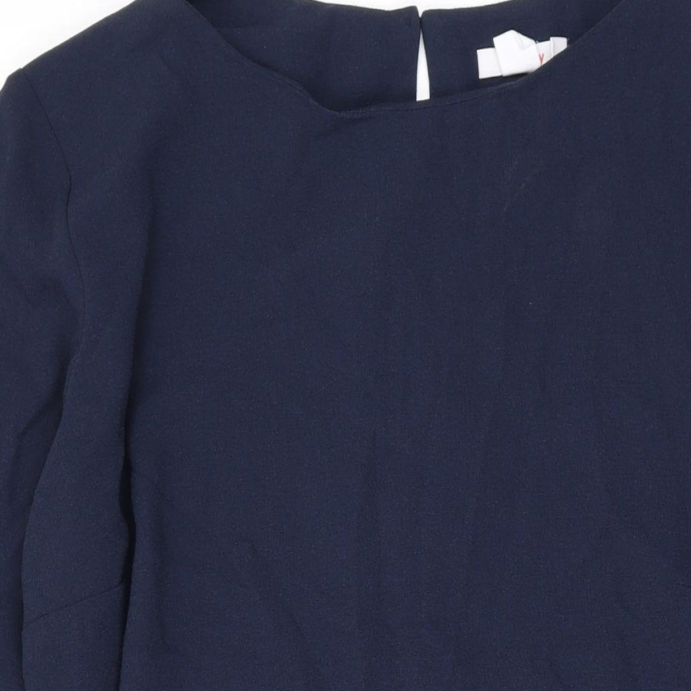 Finery Womens Blue Polyester A-Line Size 18 Round Neck Button