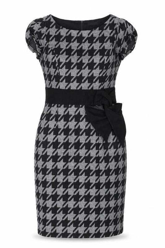 Per Una Womens Green Geometric Polyester Pencil Dress Size 10 Boat Neck Zip