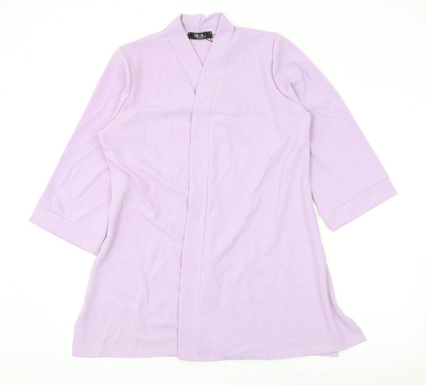 Nicole Womens Purple V-Neck Polyester Cardigan Jumper Size M