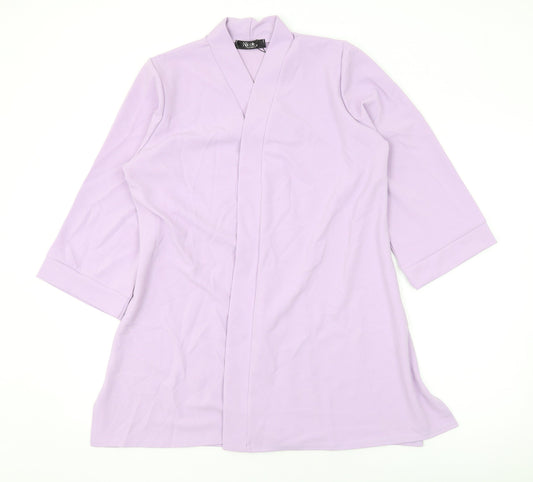 Nicole Womens Purple V-Neck Polyester Cardigan Jumper Size M