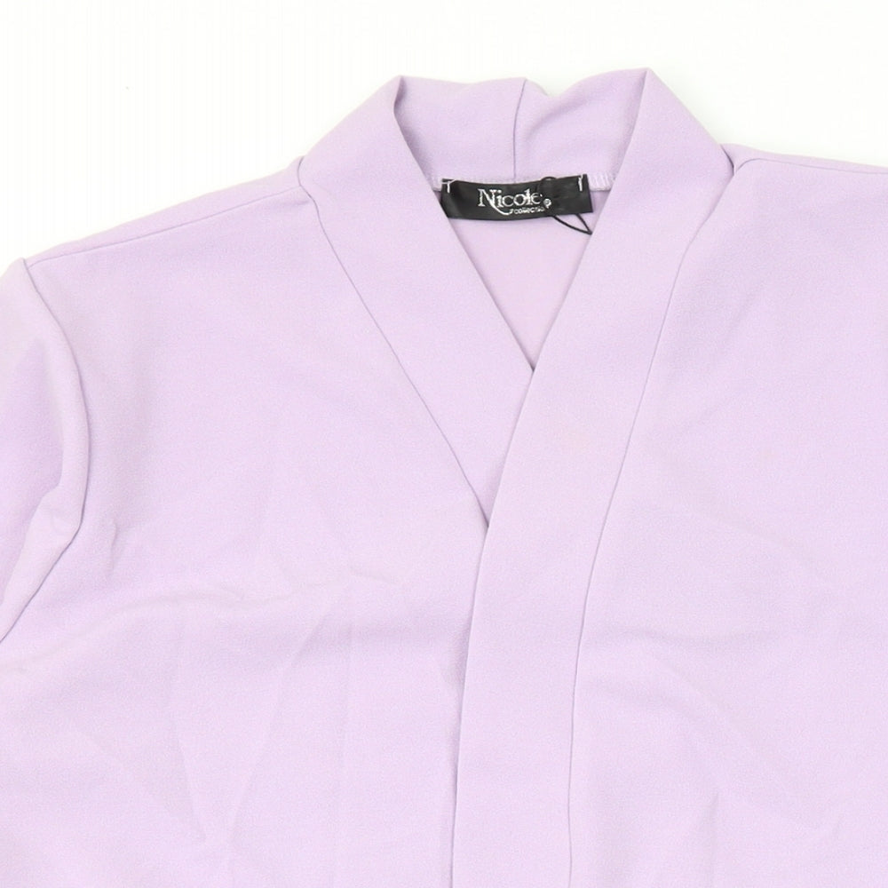 Nicole Womens Purple V-Neck Polyester Cardigan Jumper Size M