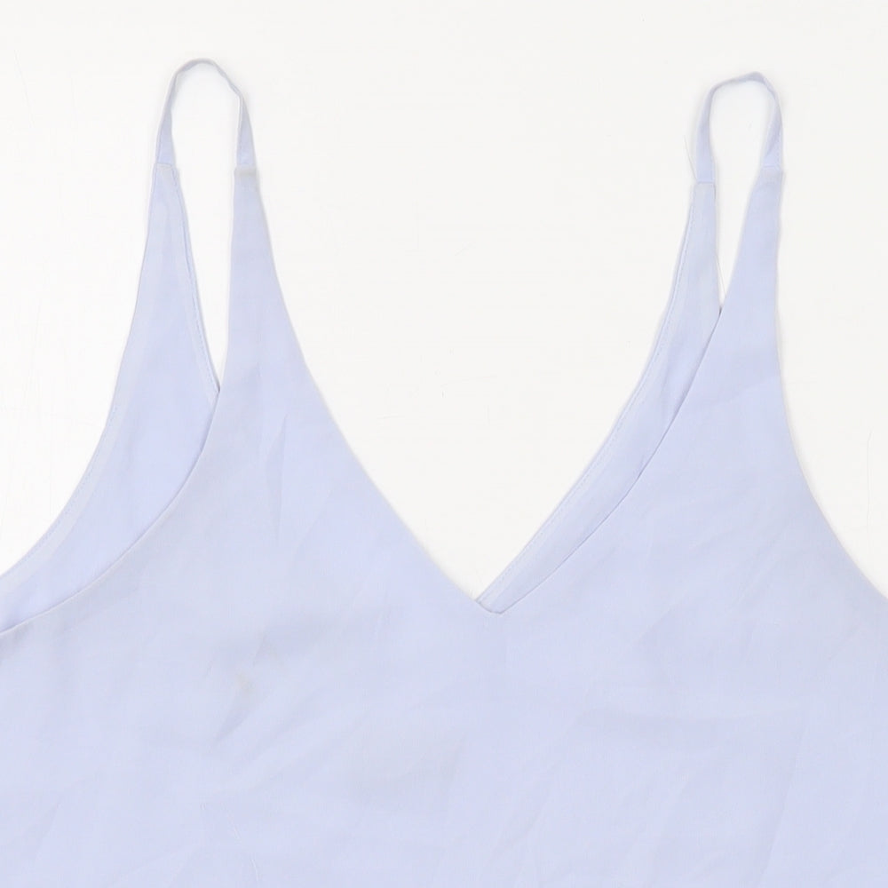 Topshop Womens Blue Polyester Basic Tank Size 10 V-Neck
