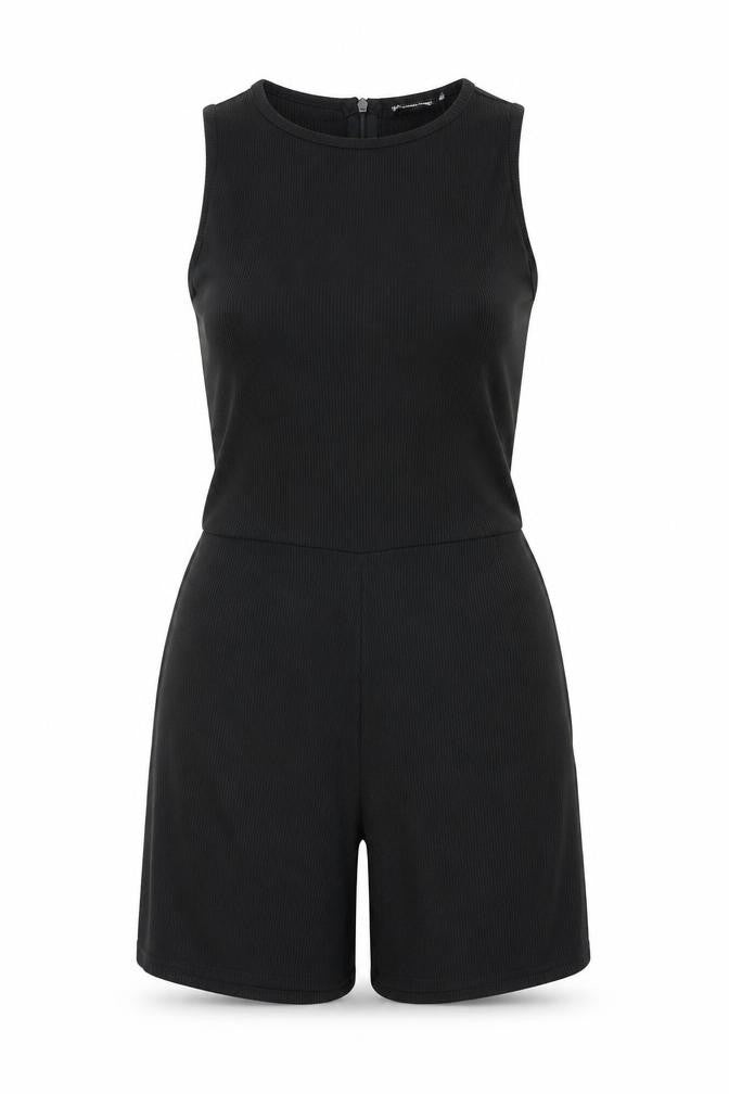 PRETTYLITTLETHING Womens Black Polyester Playsuit One-Piece Size 8 L3 in Zip