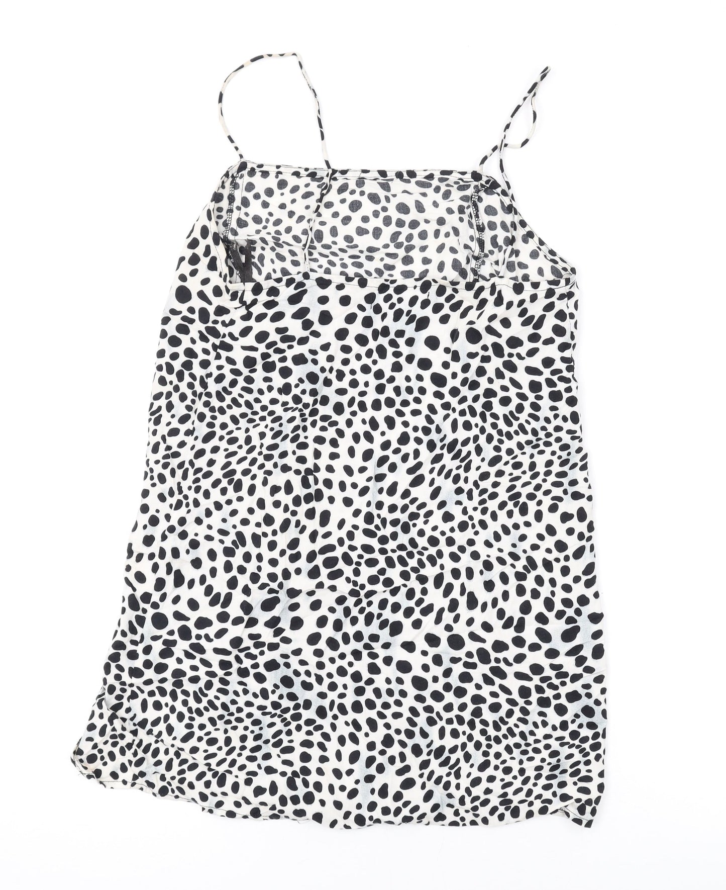 Motel Womens White Animal Print Viscose Mini Size XS Square Neck Pullover