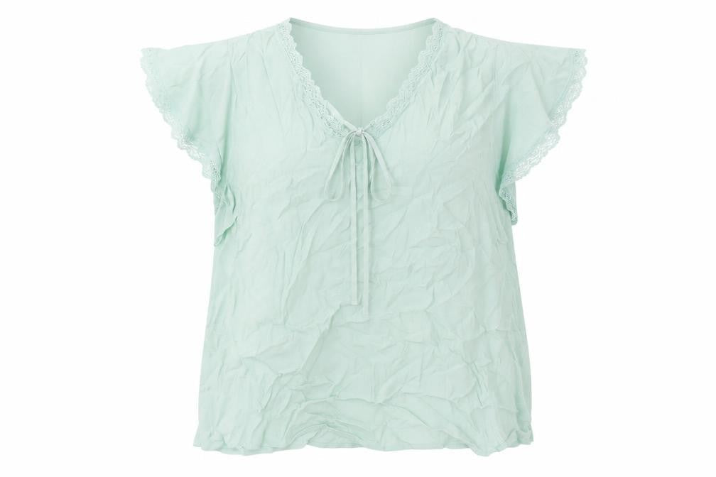 Marks & Spencer Womens Green Viscose Basic Blouse Size 16 V-Neck
