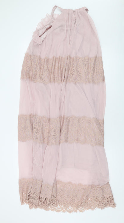 Vero Moda Womens Pink Polyester Maxi Size S Halter Button