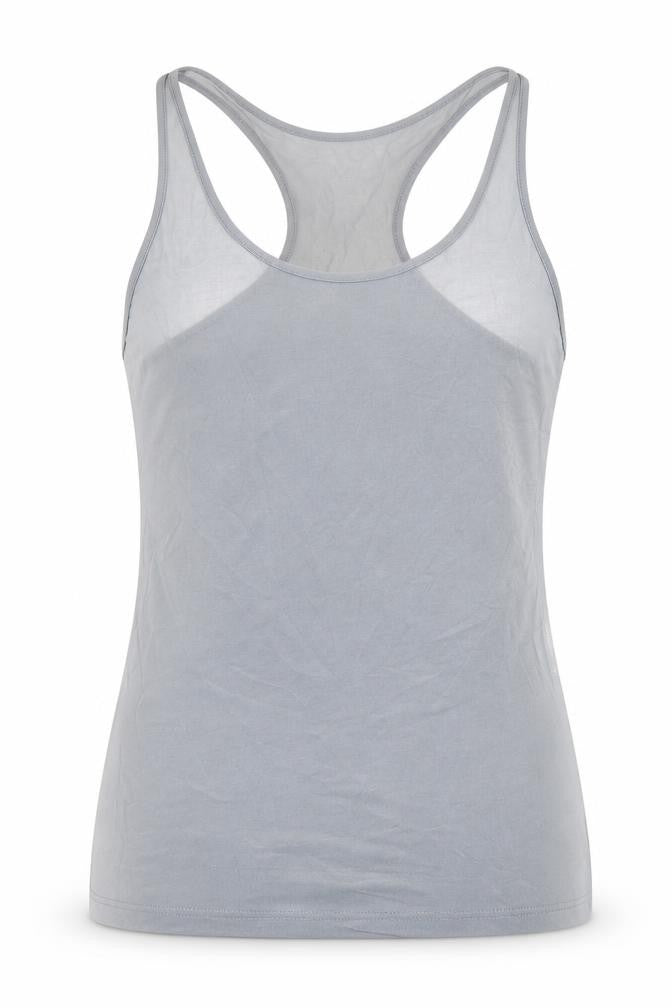 Pull&Bear Womens Grey Polyester Basic Tank Size S Scoop Neck
