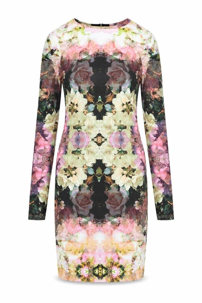 Topshop Womens Multicoloured Geometric Polyester Bodycon Size 10 Round Neck Pullover