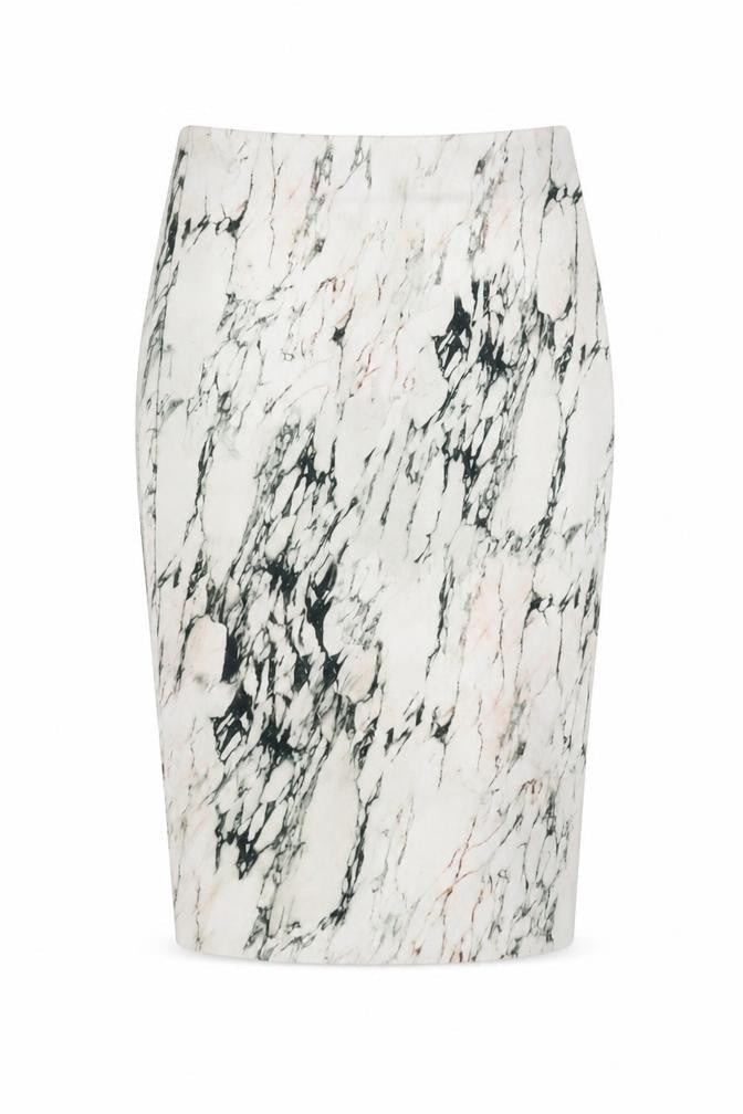 Zara Womens Ivory Geometric Polyester Straight & Pencil Skirt Size S