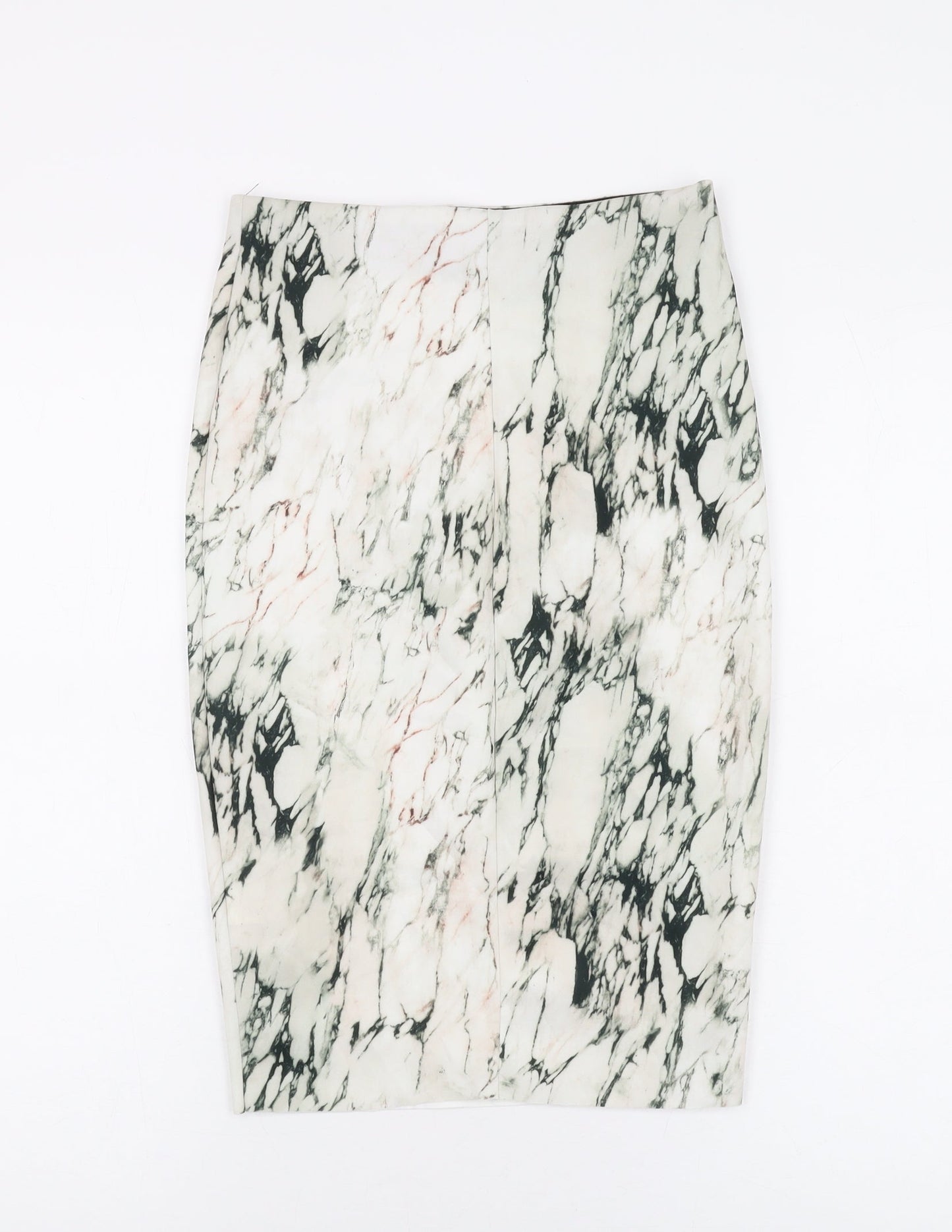 Zara Womens Ivory Geometric Polyester Straight & Pencil Skirt Size S