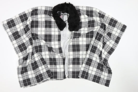 Charmine Womens Black Check Polyester Shawl/Wrap - Collared