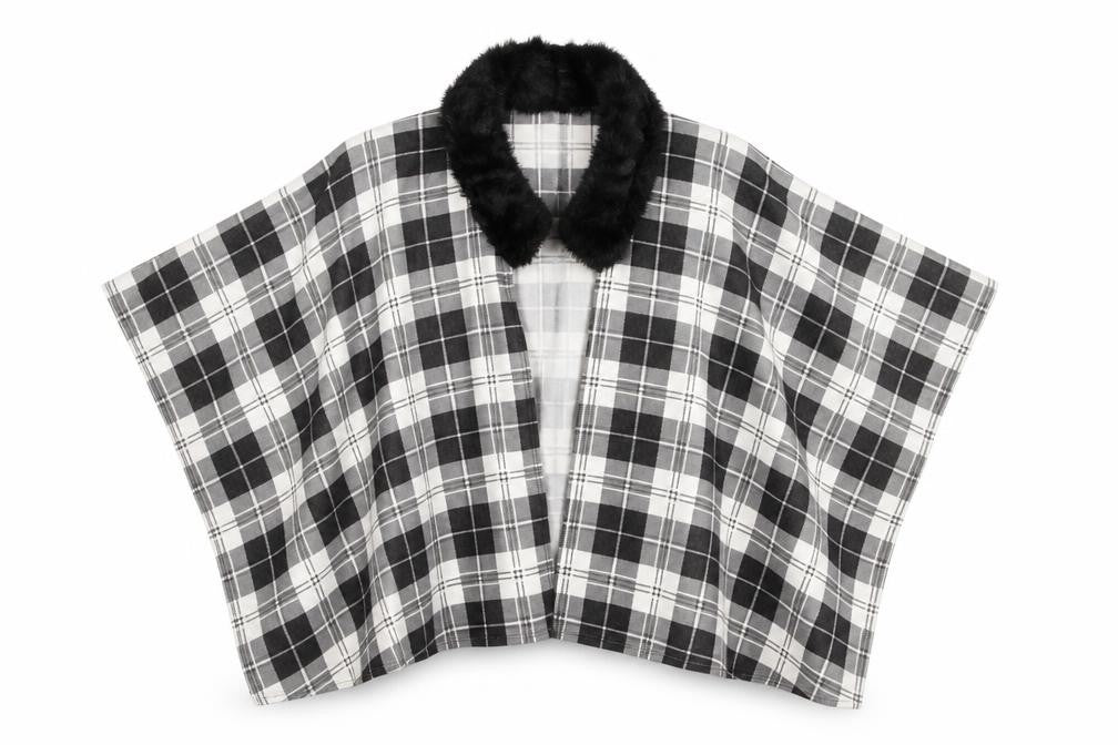 Charmine Womens Black Check Polyester Shawl/Wrap