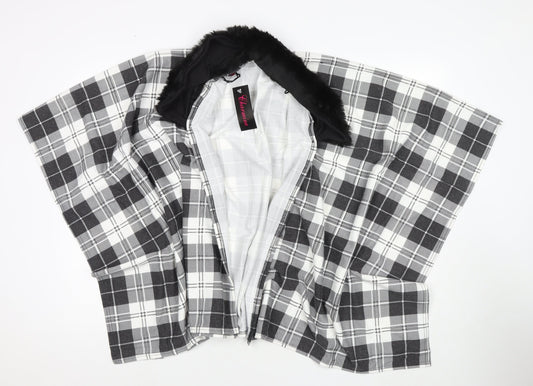 Charmine Womens Black Check Polyester Shawl/Wrap - Collared