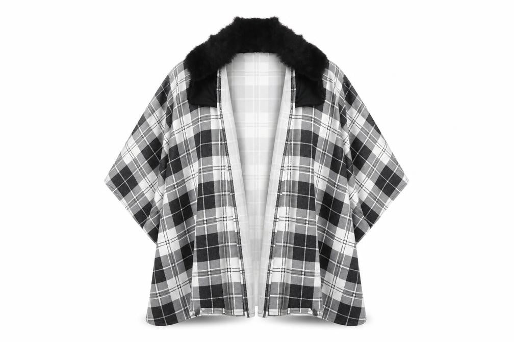 Charmine Womens Black Check Polyester Shawl/Wrap