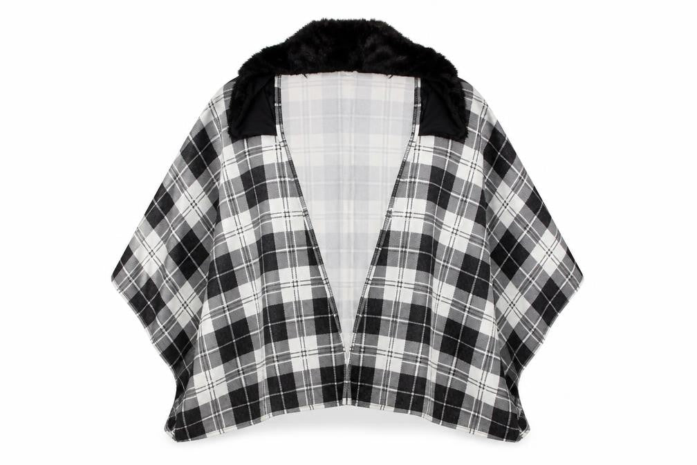 Charmine Womens Black Check Polyamide Shawl/Wrap